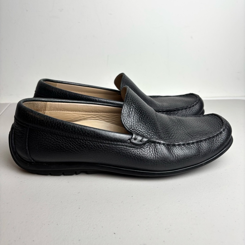 Ecco Men’s Leather Driving Moc Slip On Loafers Black EU 45 US 11-11.5